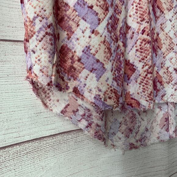 Dear John Pink Geometric Pattern Blouse Sleeveless Scoop Neckline Top Size M - Picture 5 of 15